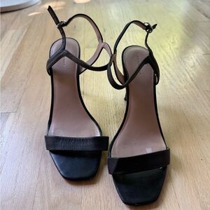 Something Navy Black Strappy Heels